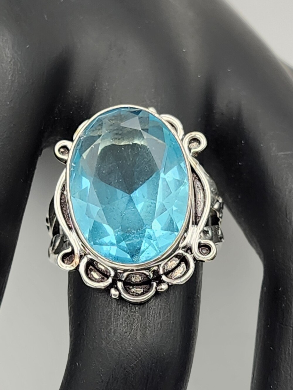 925 Silver Semi-precious Stone Ring, Size 7